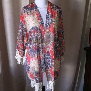 Kimono peach yellow & blue